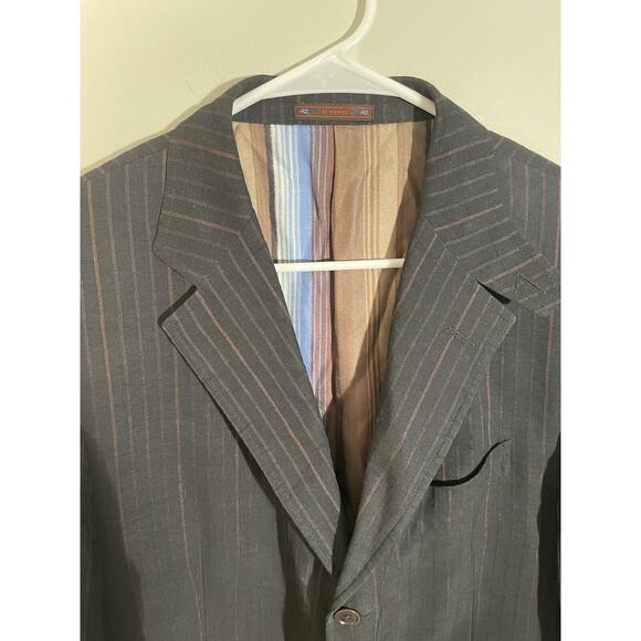 Etro Milano Men Blue Pinstripe Wool Blend Sport Coat Blazer Jacket US 44L EU 54L - Picture 2 of 16